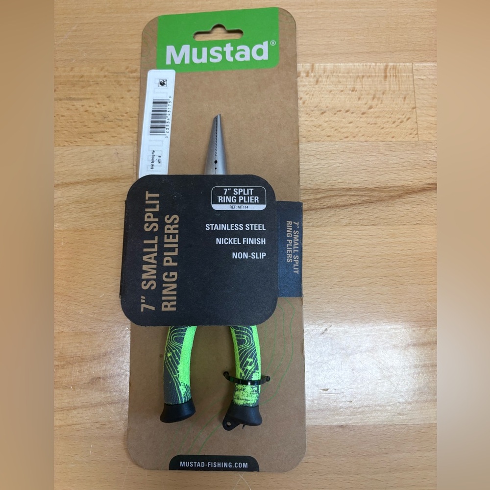 7” Small Split Ring Pliers. Stainless Steel, Non-Slip, Mustad.